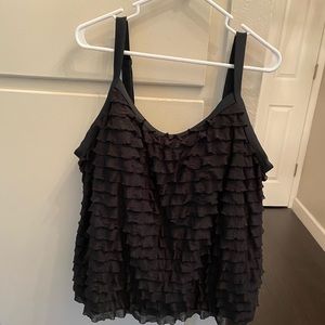 BEACH DIVA BLACK RUFFLED TANKINI PM
